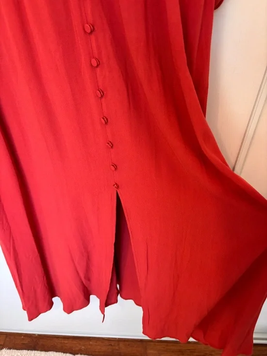 Eloquii Crimson Red Button Maxi Dress Size 20 Peasant Southwestern Rodeo NWT - Picture 7 of 10